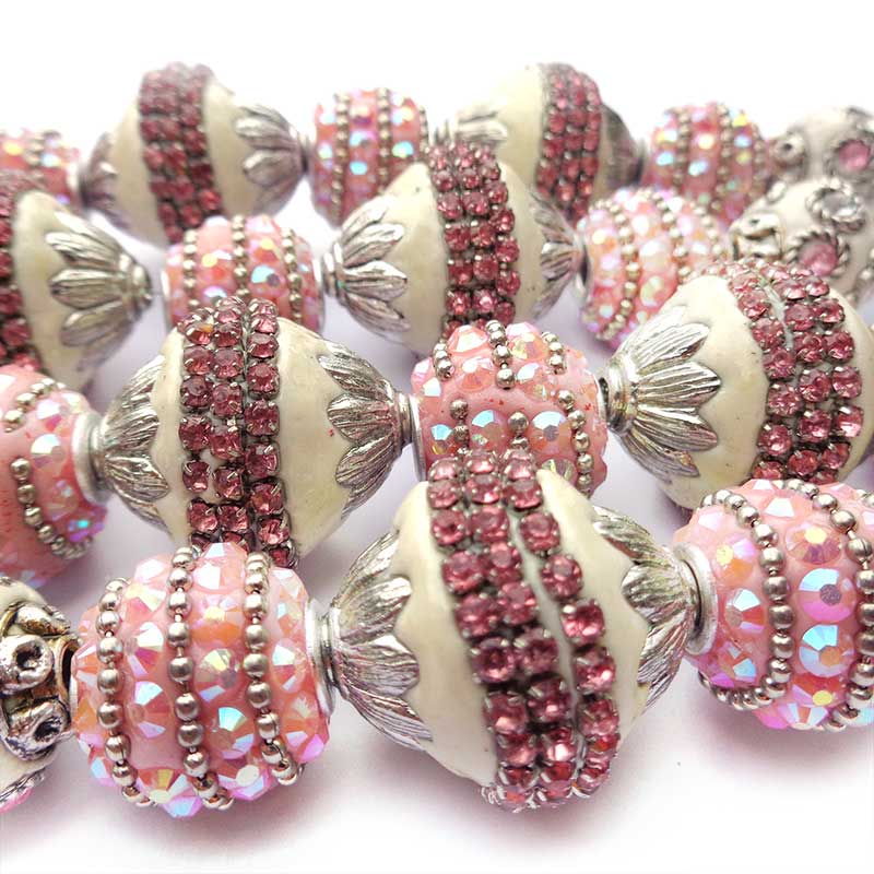 Bohemian Bead Strands Mixed Beads 152 Pink & Cream