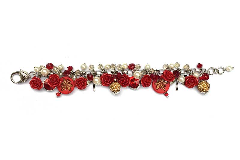 Jewellery Beading Kit Charm Bracelet - Czech Red Dragonflies