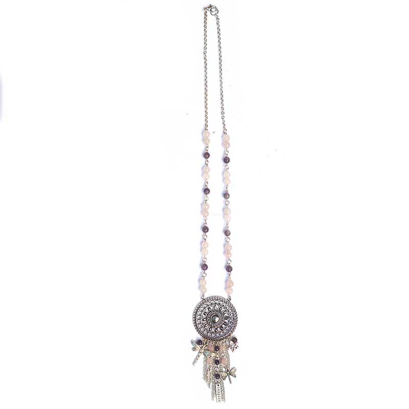 Jewellery Beading Kit Dragonfly Dreamcatcher Necklace - Amethyst & Rose Quartz