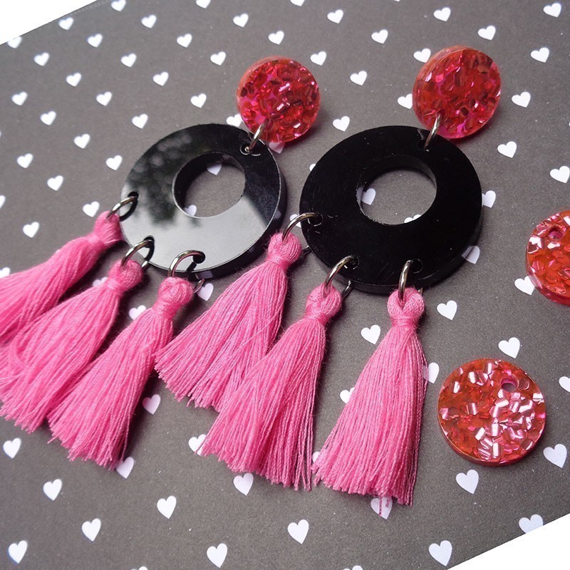 Jewellery Components Laser Cut Acrylic Circle w/Hole 15mm (1) Chunky Hot Pink