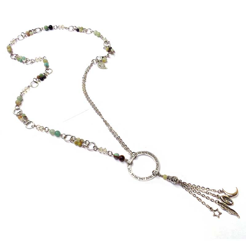 Jewellery Beading Kit Gemstone Amazonite Tassel Necklace