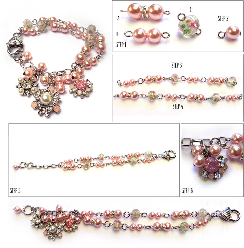 Jewellery Beading Kit Shabby-Chic Double Strand Pearl Bracelet