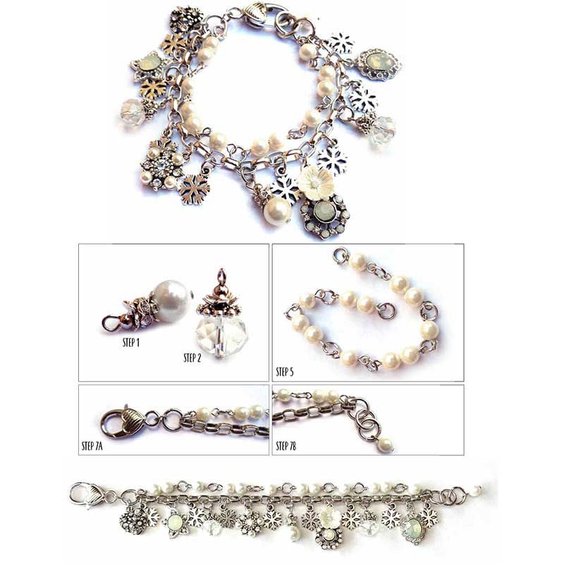 Jewellery Beading Kit Charm Bracelet Vintage Snowflake