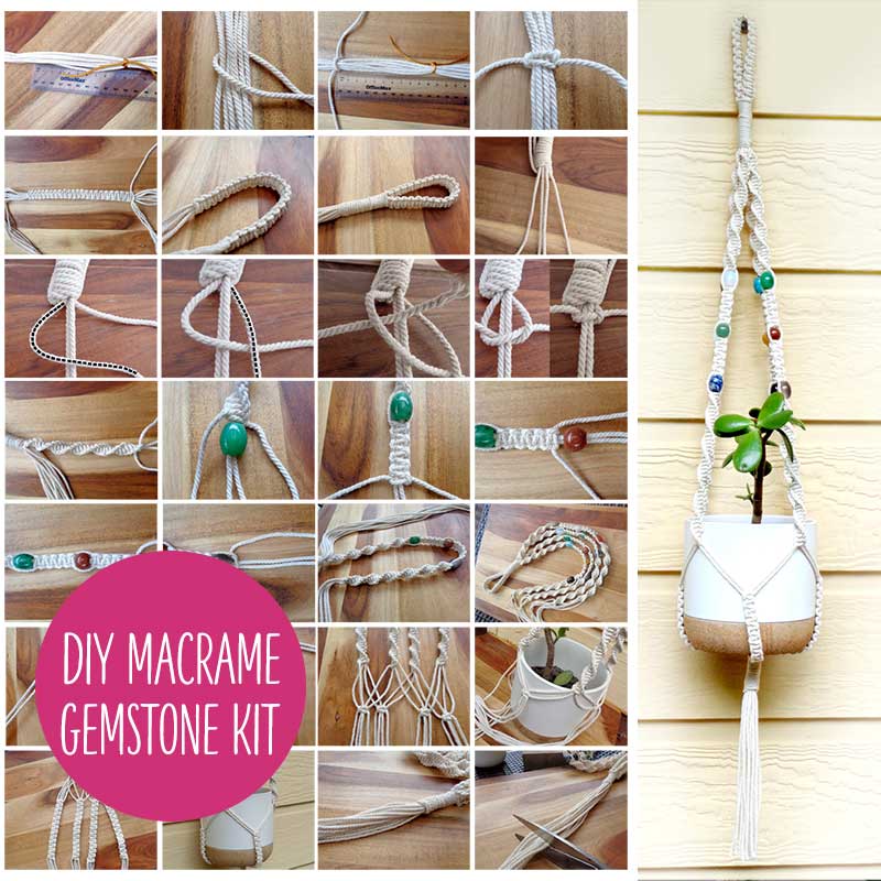 Beading Kit Macramé Plant Hanger With Gemstone Beads