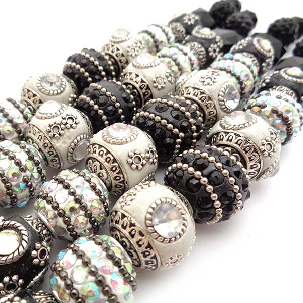 Bohemian Bead Strands Mixed Beads 130 Black & White