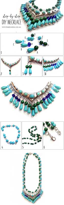 Jewellery Beading Kit Turquoise Green Statement Necklace