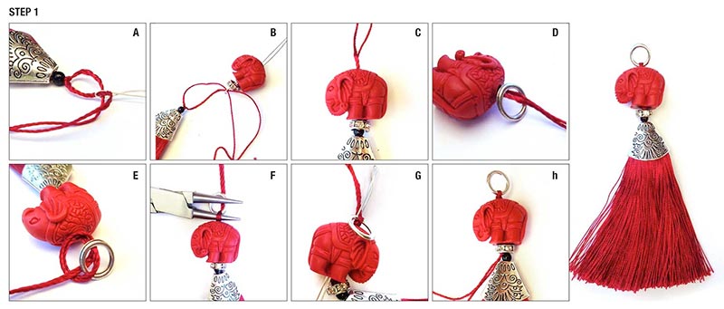 Jewellery Beading Kit Elephant Long Red Necklace