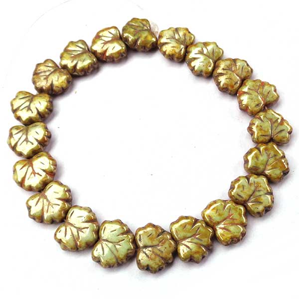 Czech Glass Beads Leaf Maple 10x13mm (10) 014