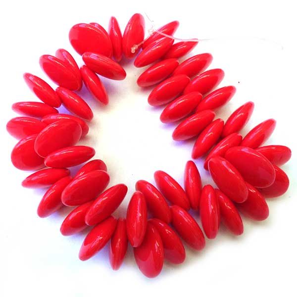 Czech Glass Beads Lentils Top hole 12mm (48) Opaque Red 023