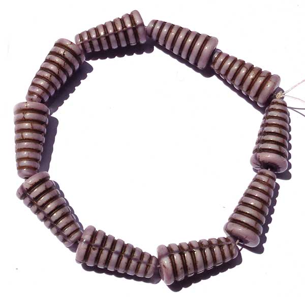 Czech Glass Beads Honeycomb 19mm (10) Purple w/Brown 027