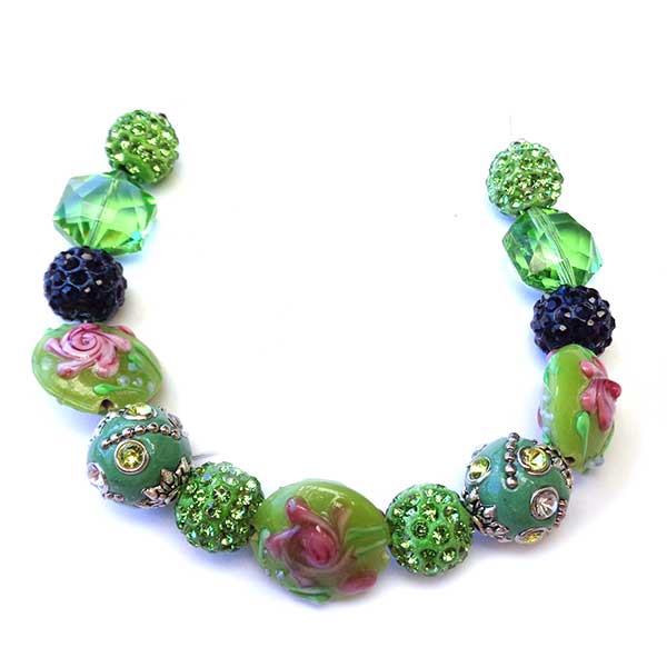 Bohemian Bead Strands Mixed Beads 081 Green