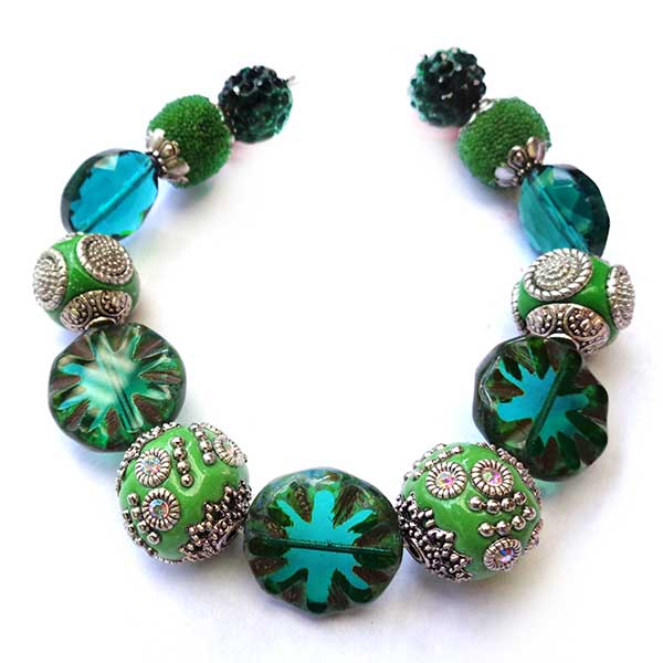 Bohemian Bead Strands Mixed Beads 138 Green