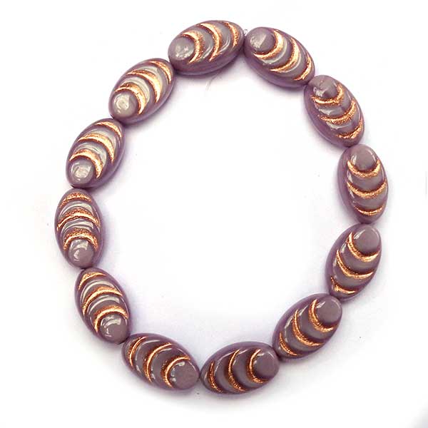 Czech Glass Beads Cocoon 13x08mm (15) Lavender Copper Finish 159