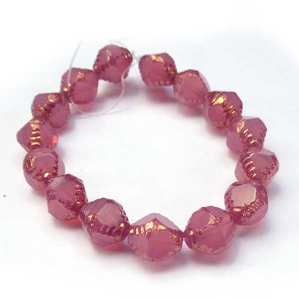 Czech Glass Beads  Faceted Bicone 10x8mm (15) Pink Rose