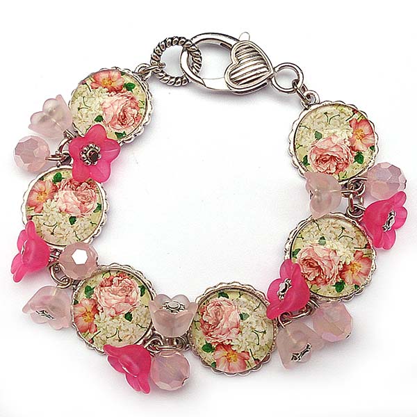 Jewellery Beading Kit Picture Bracelet - Pink Floral