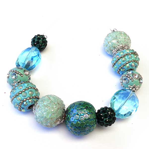 Bohemian Bead Strands Mixed Beads 076 Sea Green & Blue