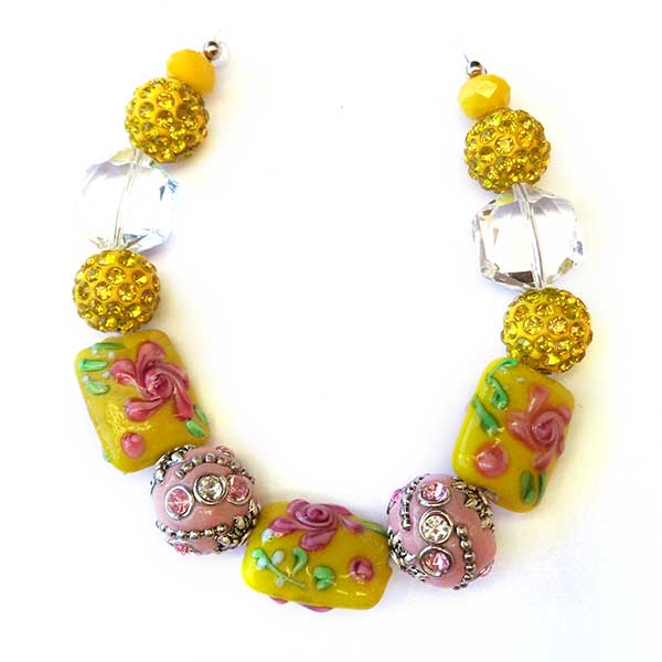 Bohemian Bead Strands Mixed Beads 079 Yellow