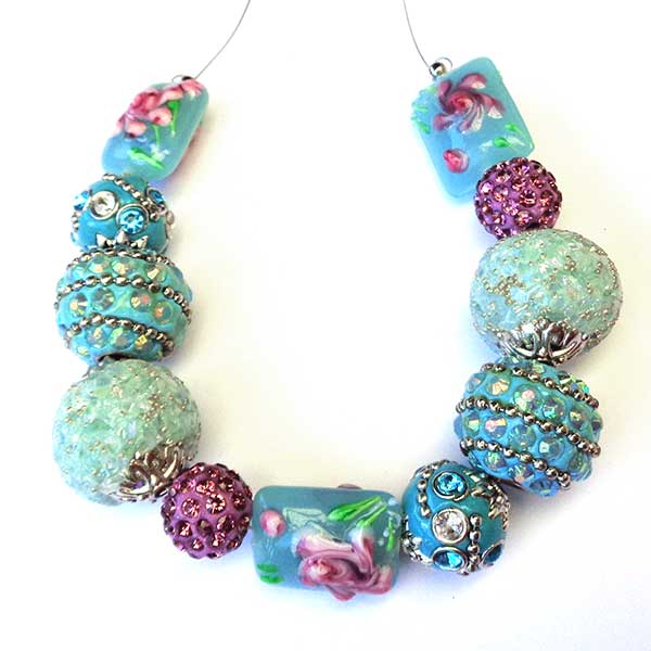 Bohemian Bead Strands Mixed Beads 083 Blue