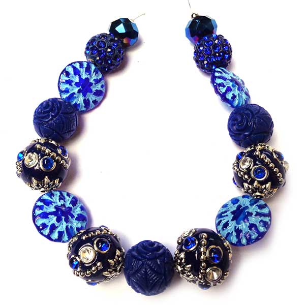 Bohemian Bead Strands Mixed Beads 085 Blue
