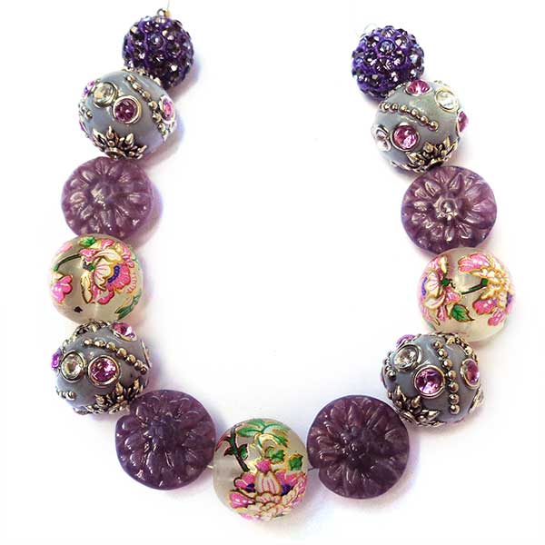 Bohemian Bead Strands Mixed Beads 086 Purple