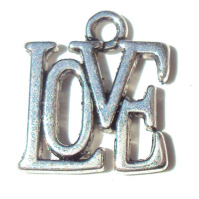 Cast Metal Charm Word 'LOVE' 15x13mm (10) Antique Silver
