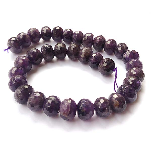 Amethyst Beads Rondelle Faceted 12x16mm - 1 Strand