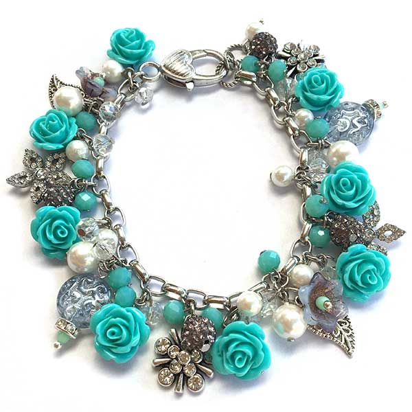 Jewellery Beading Kit Vintage Spring Charm Bracelet - Aqua