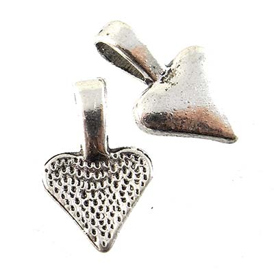 Bail Cast Metal Heart Small 16x9mm (10) Antique Silver