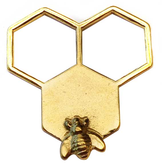 Cast Metal Connector Bee Honeycomb 32x29mm (1) Gold