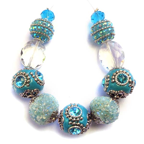 Bohemian Bead Strands Mixed Beads A003 Blue