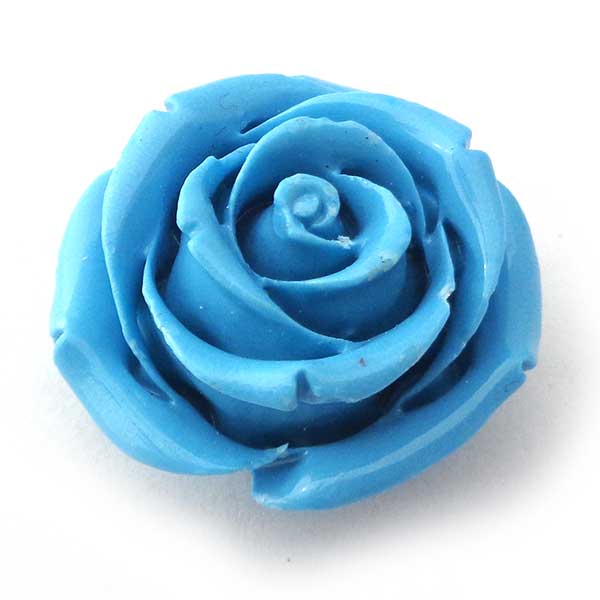 Coral Beads Synthetic Carved Flowers Roses 25mm (1) Turquoise Blue