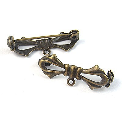 Brooch Brass Bow Connector 25mm (4) Antique Bronze