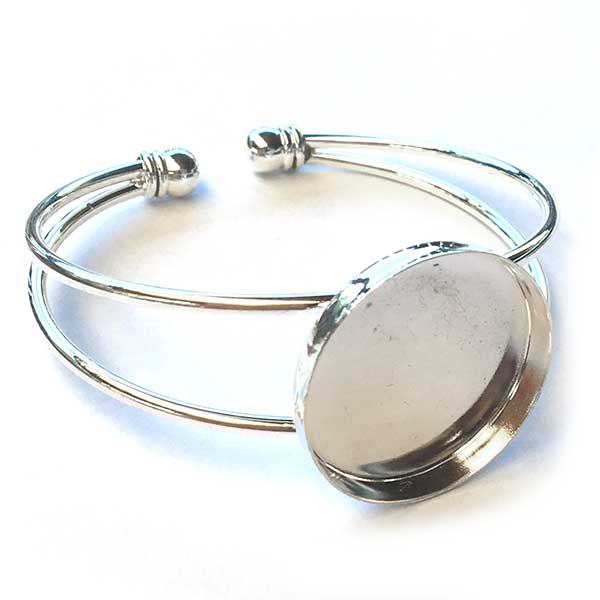 Bracelet Base Cuff Style 03 Fits 25mm Brass Deep Dish (1) Antique Silver