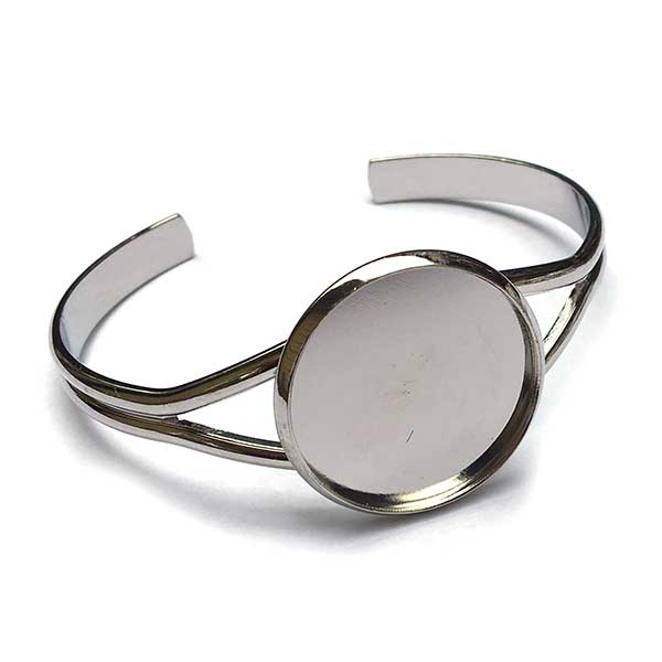 Bracelet Base Cuff Style 02 Fits 25mm Brass (1) Platinum Silver