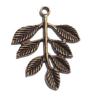 Cast Metal Pendant Branch Large 7-Leaves 33x28mm (10) Antique Bronze