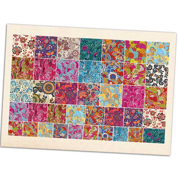 Printed Collage Sheet Floral Bright 20 to 10mm Squares - 150gsm Coated Paper