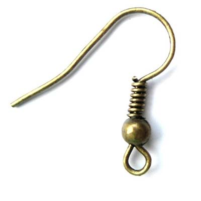 Ear Wire Brass French w/Ball 18x2mm (100) Bronze
