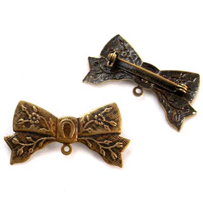 Brooch Brass Large Flower Bow Connector 45mm (1) Antique Bronze
