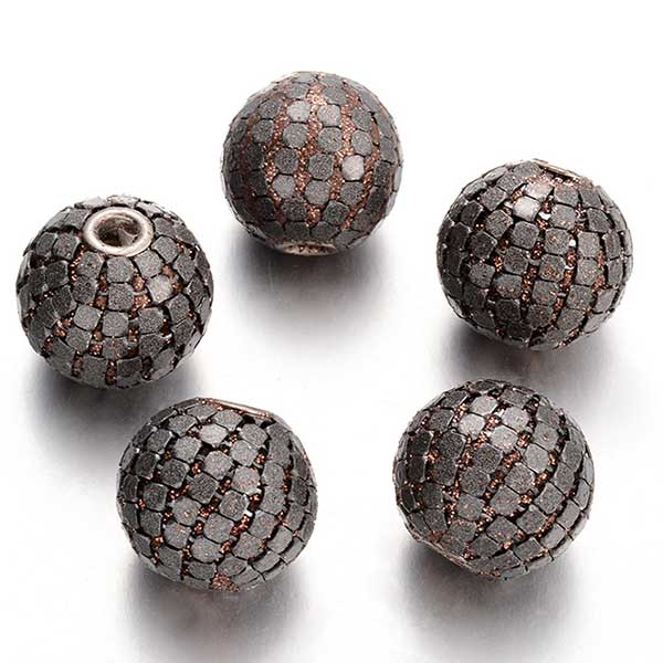 Kashmiri Style Beads Round 20x18mm Iron w/Powder (1) Style 017 B Brown