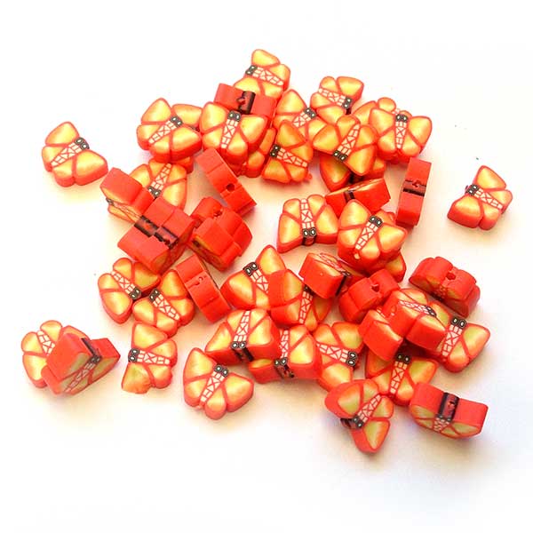 Polymer Clay Beads Butterfly 10x7x4mm  (10) Orange