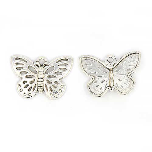 Cast Metal Charm Butterfly Classic 17x25mm (10) Antique Silver