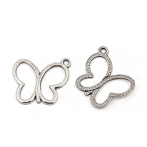Cast Metal Charm Butterfly Outline 17x19mm (10) Antique Silver