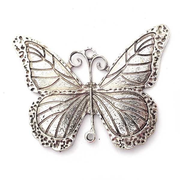 Cast Metal Pendant / Connector Butterfly Large 86x64mm (1) Antique Silver