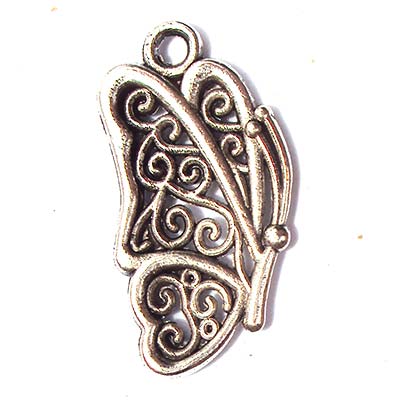 Cast Metal Charm Butterfly Side 22x11mm (10) Antique Silver