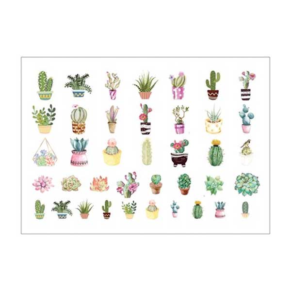 Printed Collage Sheet Cactus 18 to 10mm Squares - 150gsm Coated Paper
