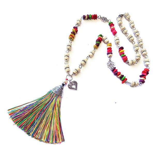 Jewellery Beading Kit Long Colourful Tassel Necklace