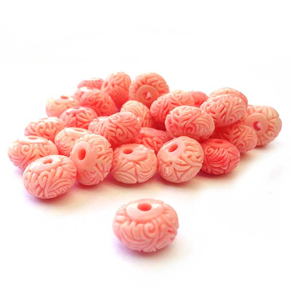 Coral Beads Synthetic Rondelle 8x12mm (10) Salmon Pink