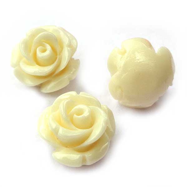 Coral Beads Synthetic Carved Flowers Roses 12x9mm (10) Cream