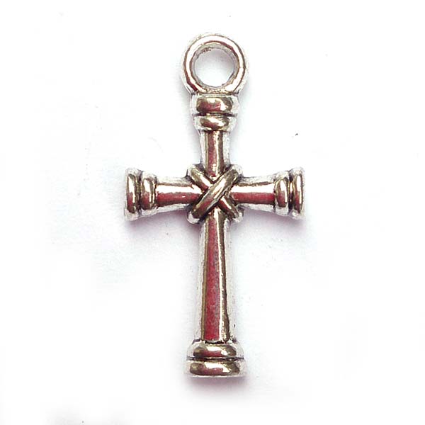 Cast Metal Charm Cross Wrapped 21x11mm (10) Antique Silver