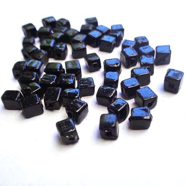 Glass Bead Cube Irregular Spacer 3mm (200) Black